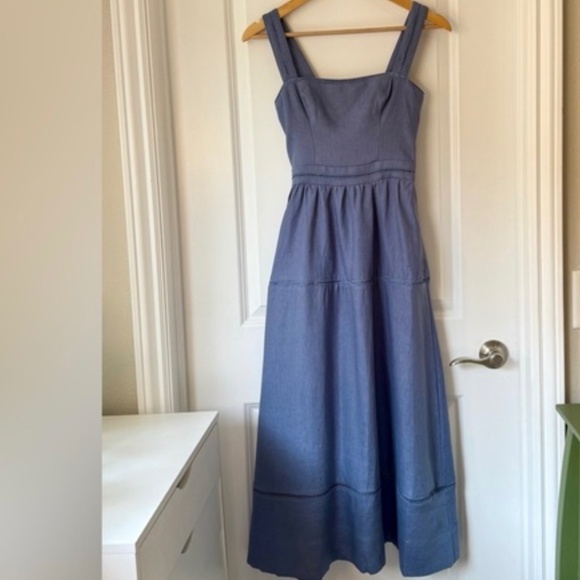 Reformation | Dresses | Reformation Everett Linen Dress In Cornflower Brand  New Without Tag No Flaws | Poshmark